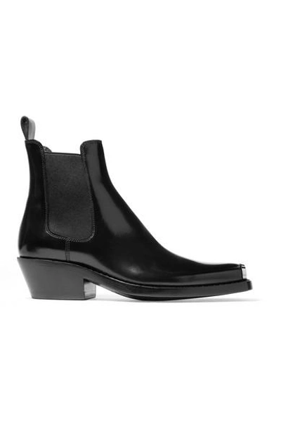 Shop Calvin Klein 205w39nyc Claire Metal-trimmed Leather Ankle Boots