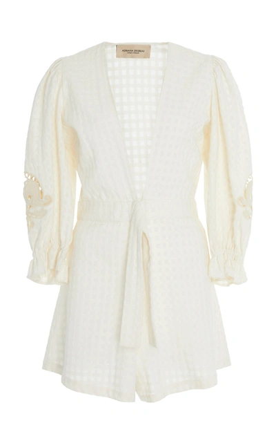 Shop Adriana Degreas Embroidered Long Sleeve Playsuit In White