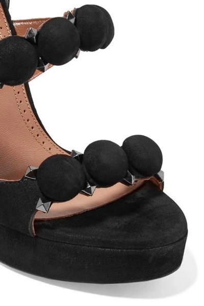 Shop Alaïa Bombe 135 Studded Suede Platform Sandals In Black