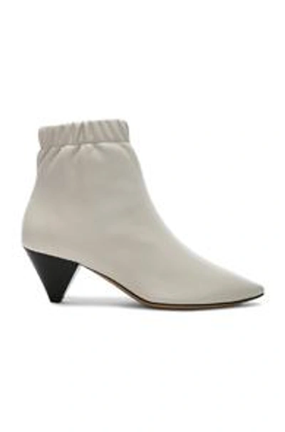 Shop Isabel Marant Leather Leffie Boots In White