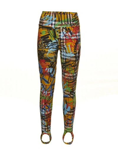 Shop Burberry Graffiti Print Leggings In Multicolor