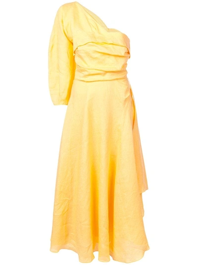 Shop Rachel Comey Tipple One-shoulder Flared Dress - Yellow