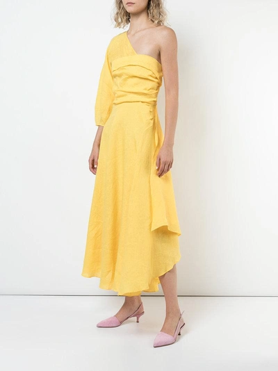 Shop Rachel Comey Tipple One-shoulder Flared Dress - Yellow