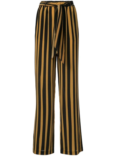 Shop Rockins Tie Waist Striped Trousers - Black