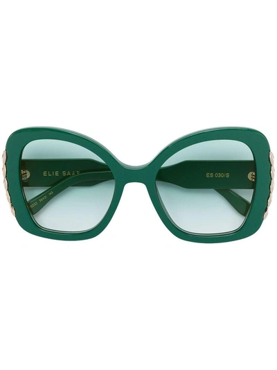 Shop Elie Saab Oversized Square Sunglasses - Green