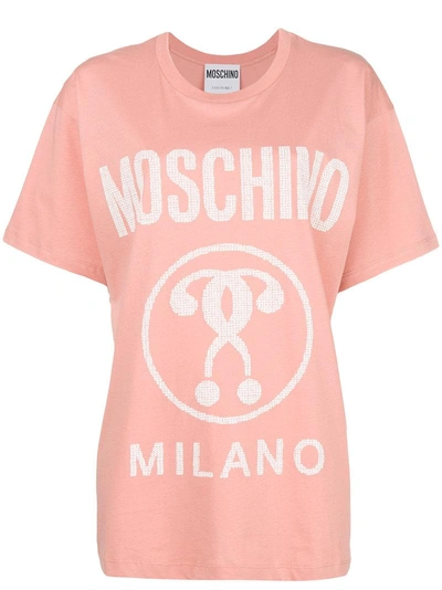Shop Moschino Logo Printed T-shirt - Pink