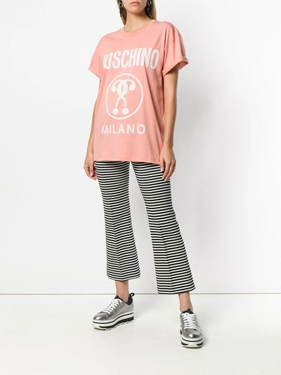 Shop Moschino Logo Printed T-shirt - Pink