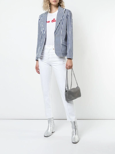 Shop Rockins Striped Cropped Blazer - Blue