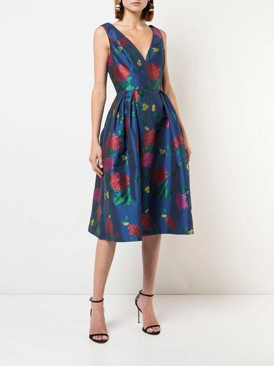 Shop Carolina Herrera V-neck Sleeveless Dress - Blue