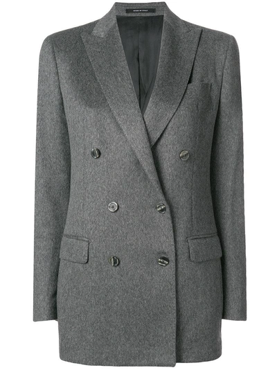 Shop Tagliatore Cashmere Double Breasted Blazer - Grey