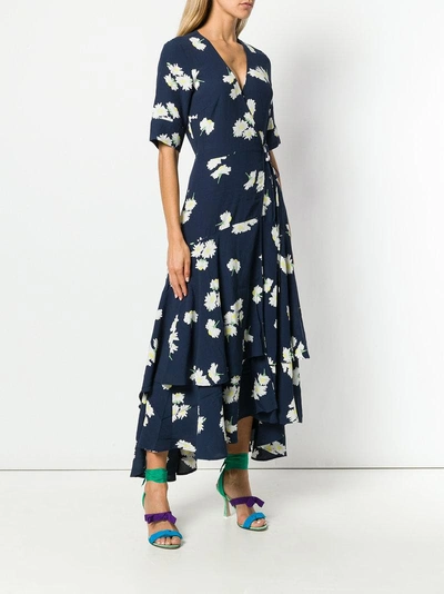 Shop Ganni Floral Wrap Dress - Blue