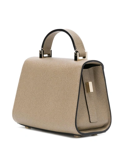 Shop Valextra Leather Mini Bag In Nude & Neutrals