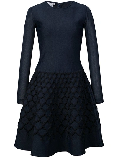 Shop Oscar De La Renta Net Jacquard Knit Dress - Blue