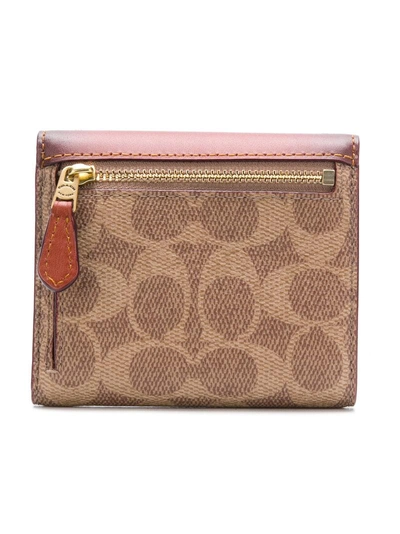 Shop Coach Signature Canvas Small Wallet In Brown