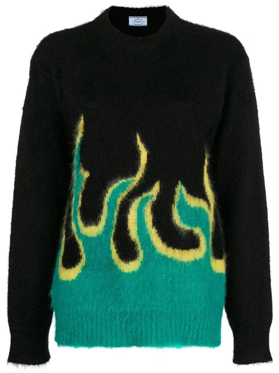 Shop Prada Flame Intarsia Sweater - Black