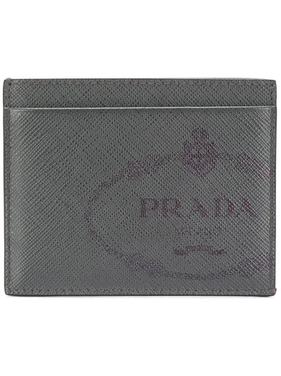 Shop Prada Savoia Credit Card Holder - Grey