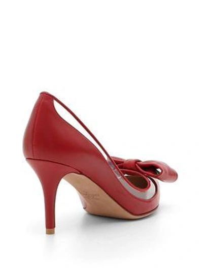 Shop Valentino Dollybow Leather Pumps In Dusty Rose