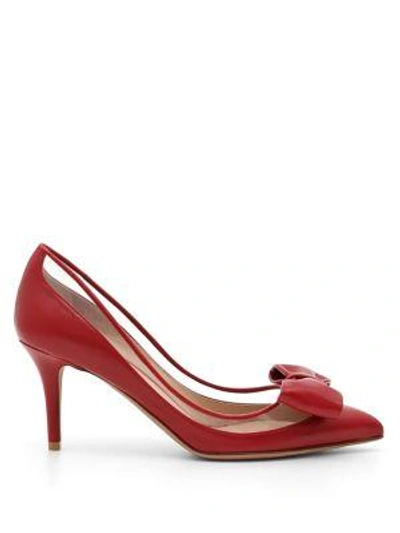 Shop Valentino Dollybow Leather Pumps In Dusty Rose