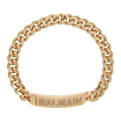 Shop Balmain Gold Logo Chain Choker Necklace In Or C0700