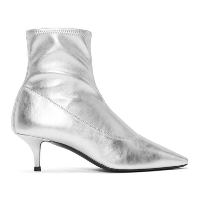 Shop Giuseppe Zanotti Silver Stretch Ankle Boots In 78558 Black