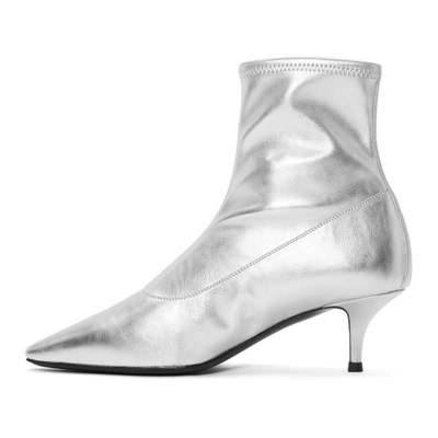 Shop Giuseppe Zanotti Silver Stretch Ankle Boots In 78558 Black