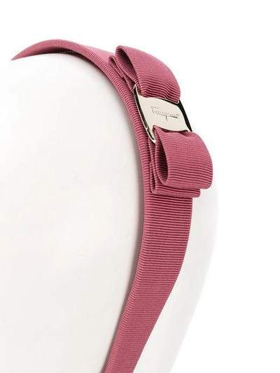 Shop Ferragamo Salvatore  Vara Bow Headband - Pink & Purple