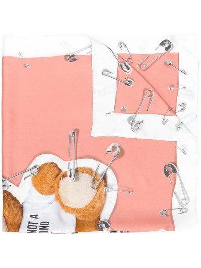 Shop Moschino Teddy Bear Print Scarf - Pink