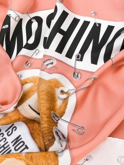 Shop Moschino Teddy Bear Print Scarf - Pink