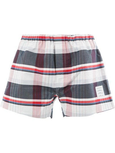 Shop Thom Browne Plaid Briefs - White