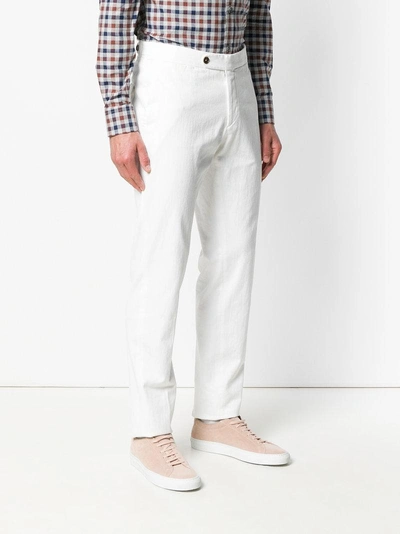 Shop Ermenegildo Zegna Straight Leg Trousers - White