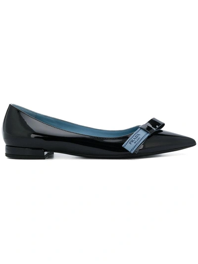 Shop Prada Pointed Ballerina Shoes - Black