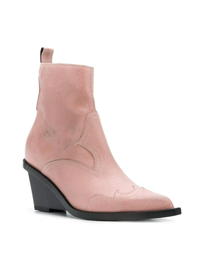 Shop Mm6 Maison Margiela Ankle Height Wedge Boot - Pink