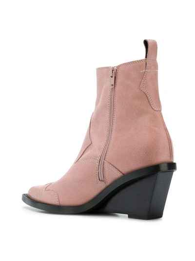Shop Mm6 Maison Margiela Ankle Height Wedge Boot - Pink