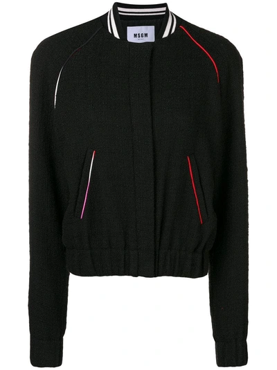 Shop Msgm Logo Appliqué Bomber Jacket In Black