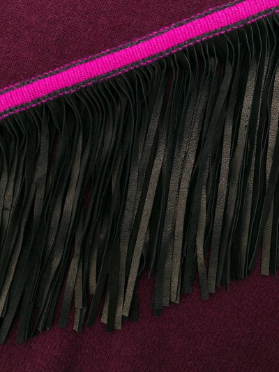 Shop Antonia Zander Fringe Poncho Scarf - Pink In Pink & Purple