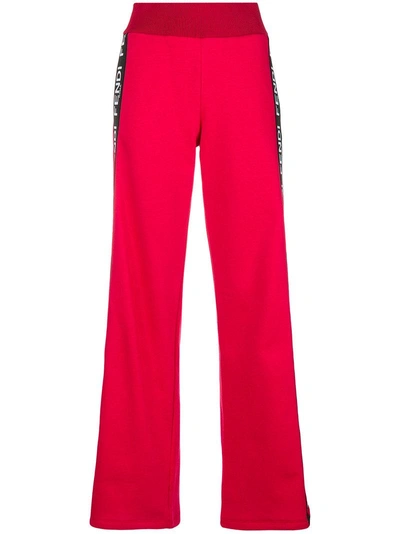 Shop Fendi Logo Detail Track Pants - Red