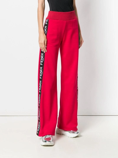 Shop Fendi Logo Detail Track Pants - Red