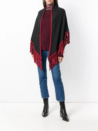 Shop Antonia Zander Fringe Poncho Scarf