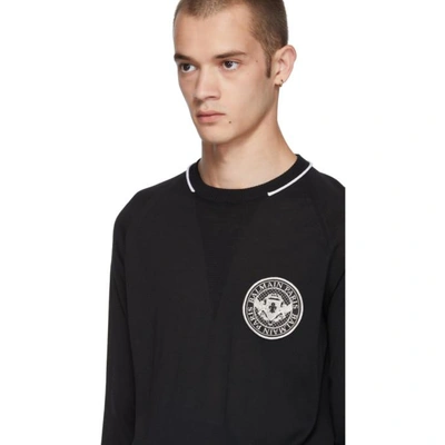 Shop Balmain Black Wool Badge Sweater In 176 Black