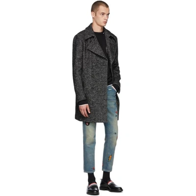 Shop Balmain Black Wool Badge Sweater In 176 Black