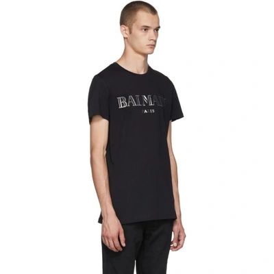 Shop Balmain Black Logo T-shirt In 1766blksilv