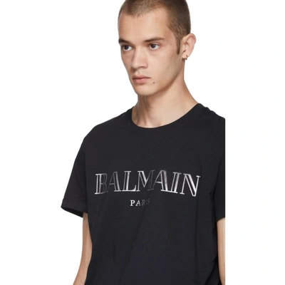 Shop Balmain Black Logo T-shirt In 1766blksilv