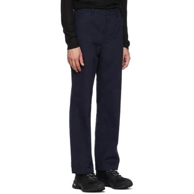 Shop Acne Studios Navy Workwear Trousers