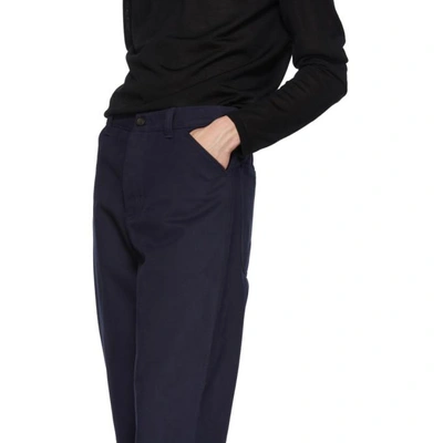 Shop Acne Studios Navy Workwear Trousers