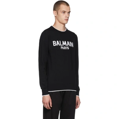 Shop Balmain Black And White Logo Sweater In 181blkwht