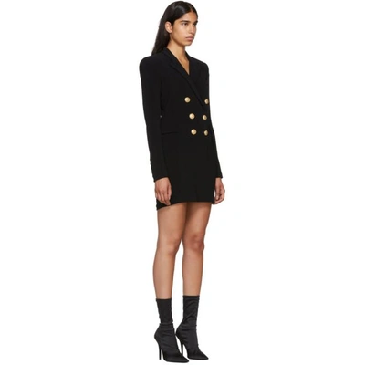 Shop Balmain Black Cross-over Six-button Dress In Noir C0100