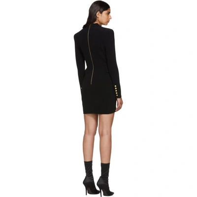 Shop Balmain Black Cross-over Six-button Dress In Noir C0100