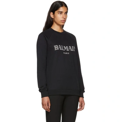 Shop Balmain Black Logo Sweatshirt In Nr/bl C5101