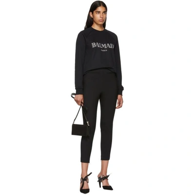 Shop Balmain Black Logo Sweatshirt In Nr/bl C5101