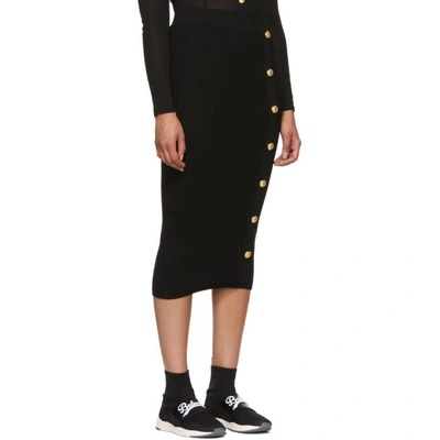 Shop Balmain Black Long Skirt In Noir C0100